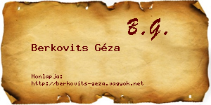 Berkovits Géza névjegykártya