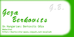 geza berkovits business card
